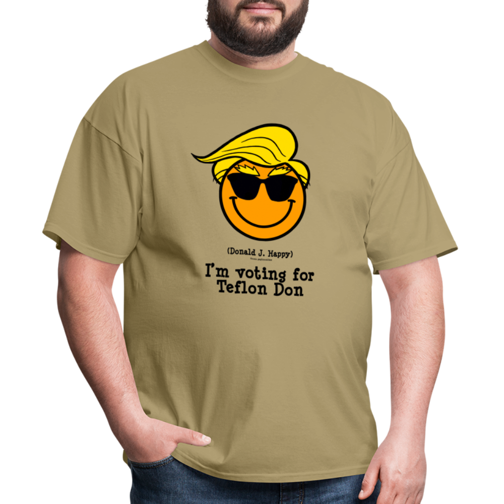 Donald J Happy "I'm voting for Teflon Don" T-Shirt - khaki