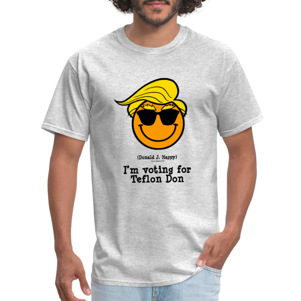 Donald J Happy "I'm voting for Teflon Don" T-Shirt - heather gray