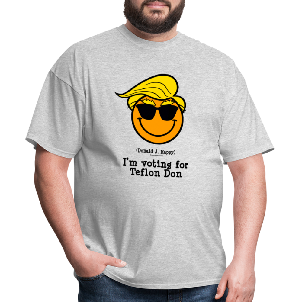 Donald J Happy "I'm voting for Teflon Don" T-Shirt - heather gray