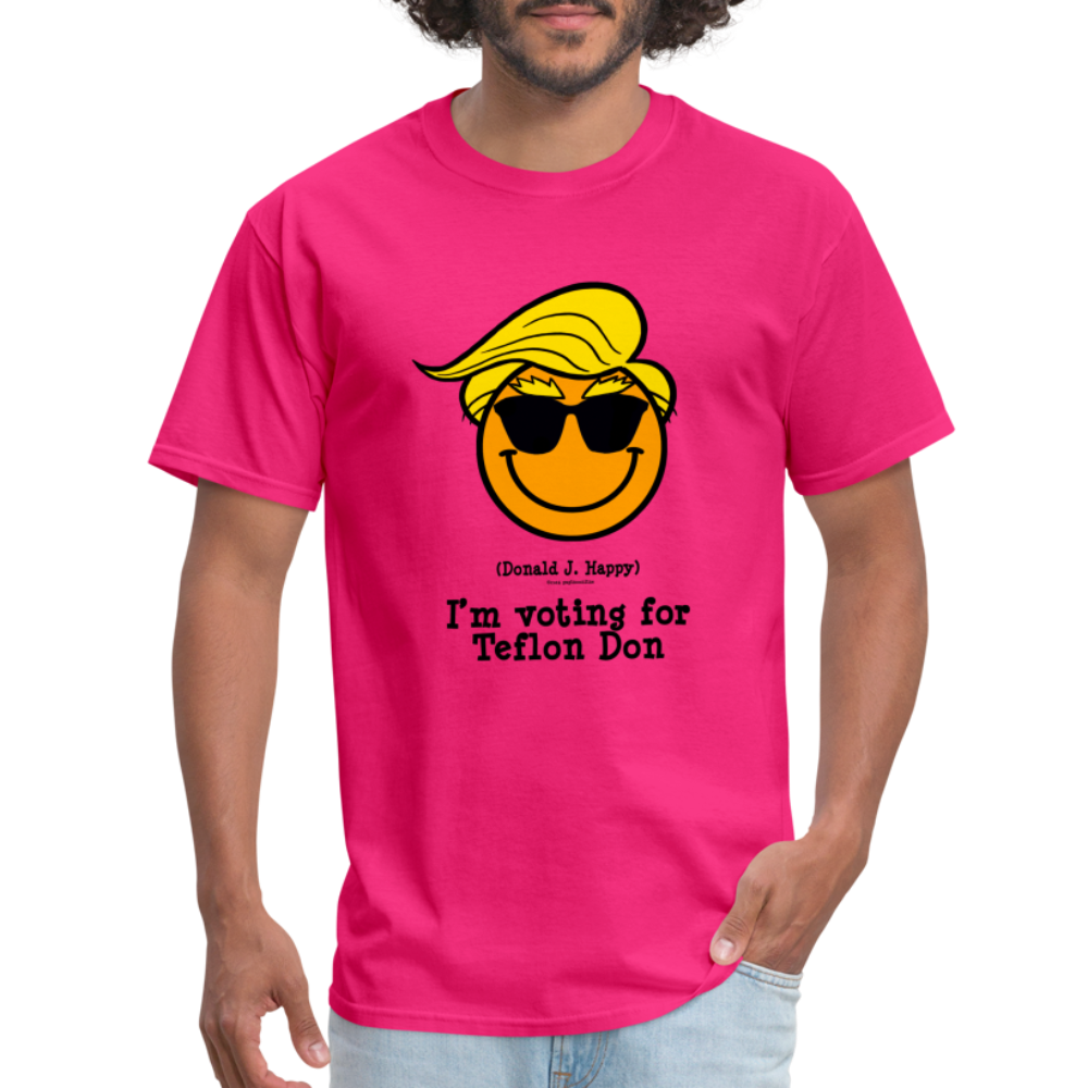 Donald J Happy "I'm voting for Teflon Don" T-Shirt - fuchsia