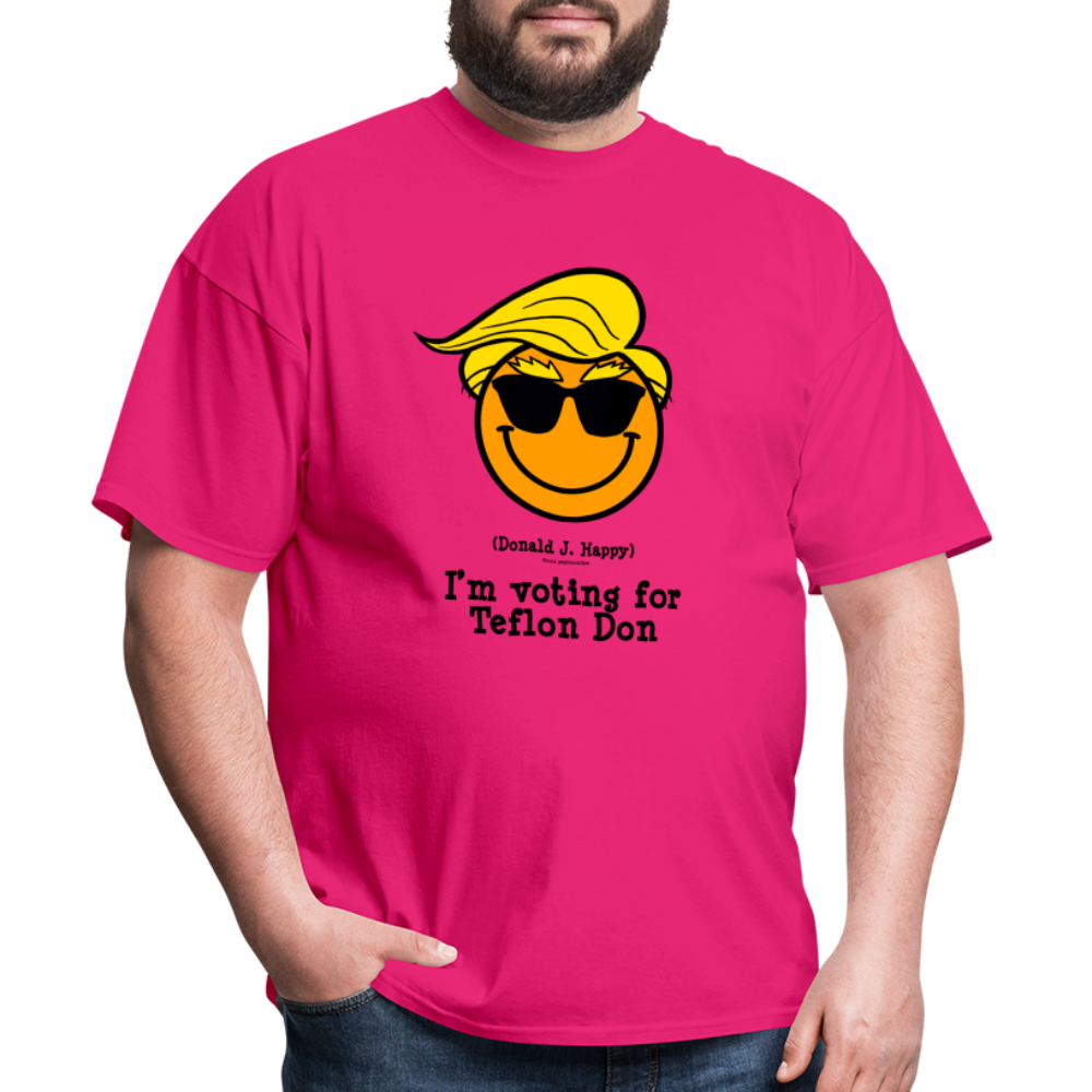 Donald J Happy "I'm voting for Teflon Don" T-Shirt - fuchsia