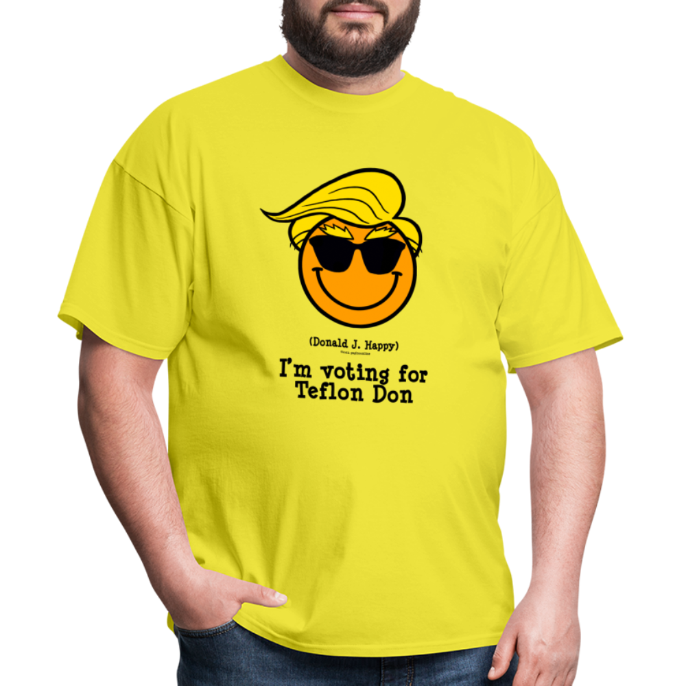 Donald J Happy "I'm voting for Teflon Don" T-Shirt - yellow