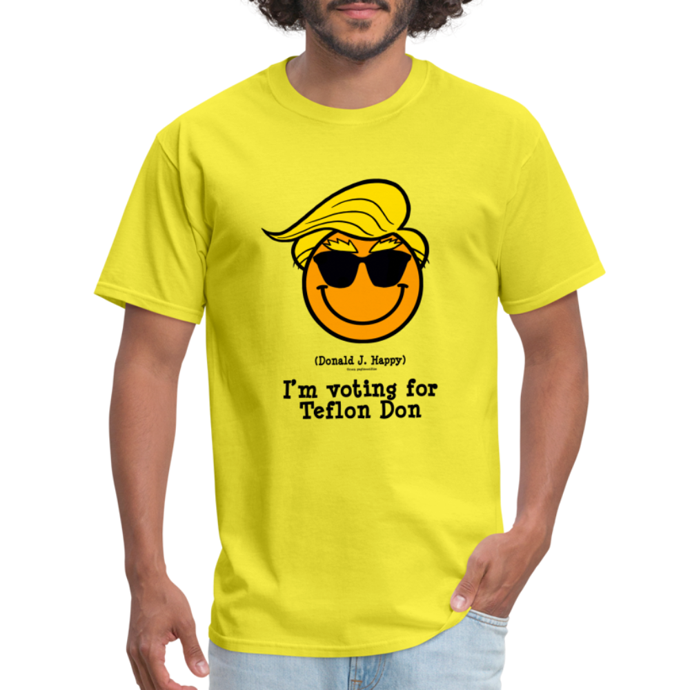 Donald J Happy "I'm voting for Teflon Don" T-Shirt - yellow