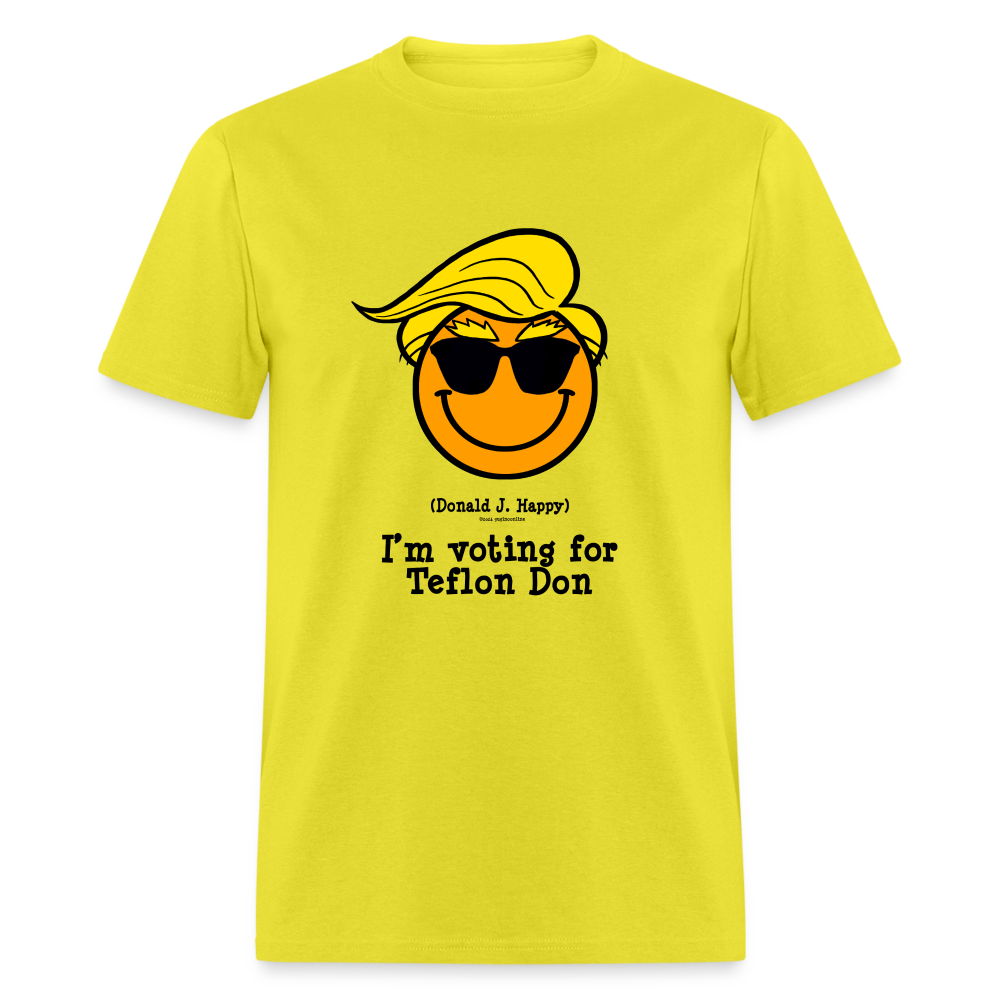 Donald J Happy "I'm voting for Teflon Don" T-Shirt - yellow