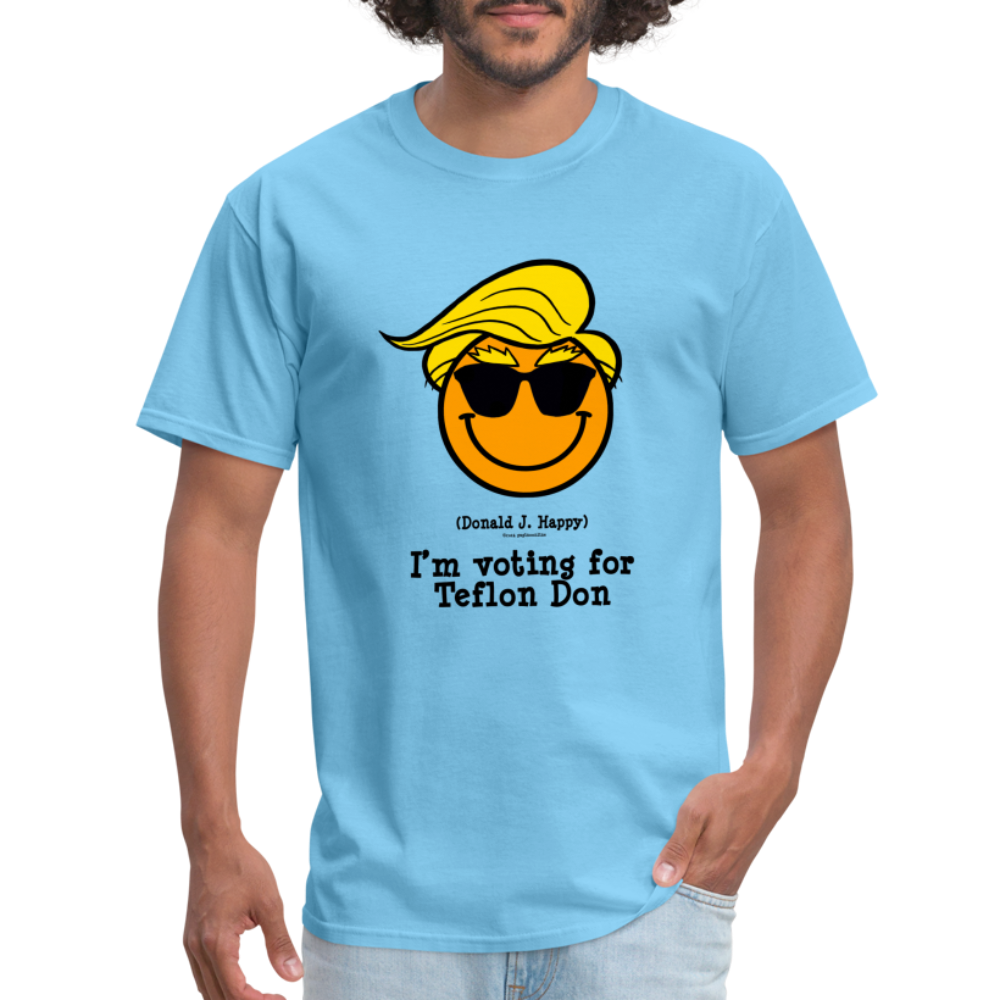 Donald J Happy "I'm voting for Teflon Don" T-Shirt - aquatic blue