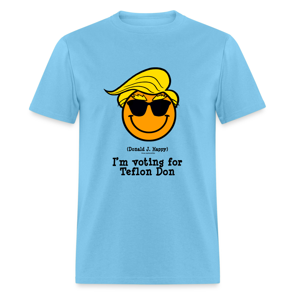 Donald J Happy "I'm voting for Teflon Don" T-Shirt - aquatic blue