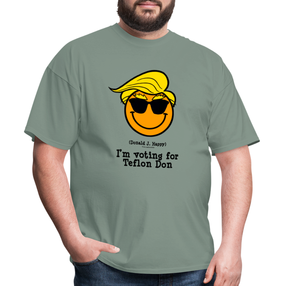 Donald J Happy "I'm voting for Teflon Don" T-Shirt - sage