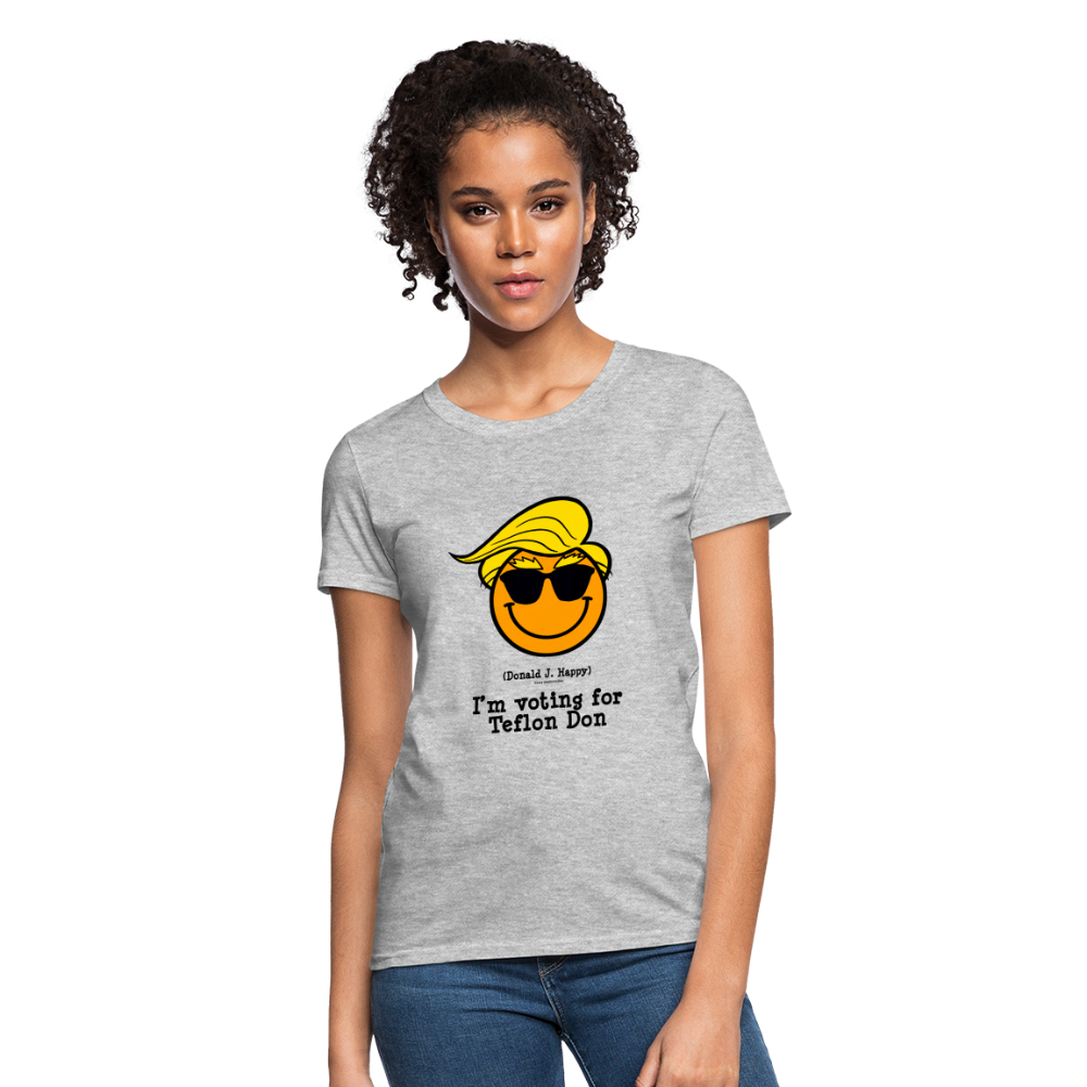 Donald J Happy "I'm voting for Teflon Don" Women's T-Shirt - heather gray