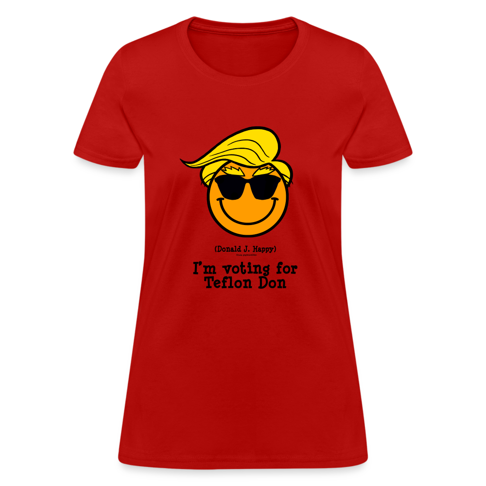 Donald J Happy "I'm voting for Teflon Don" Women's T-Shirt - red