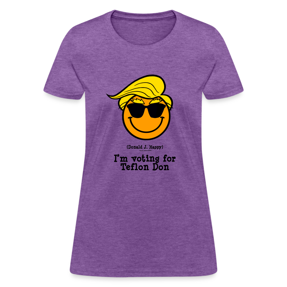 Donald J Happy "I'm voting for Teflon Don" Women's T-Shirt - purple heather