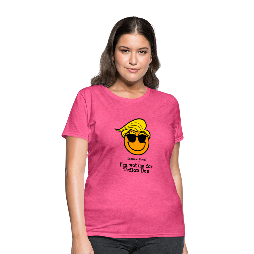 Donald J Happy "I'm voting for Teflon Don" Women's T-Shirt - heather pink