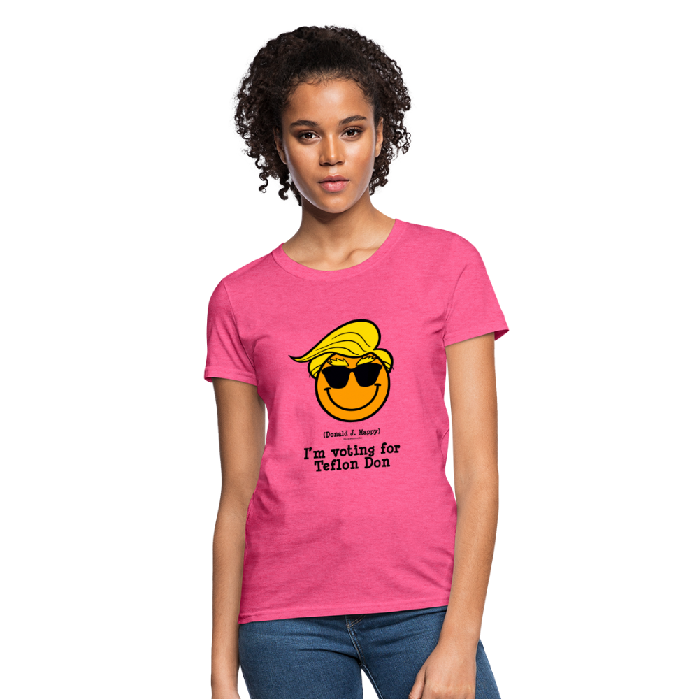 Donald J Happy "I'm voting for Teflon Don" Women's T-Shirt - heather pink